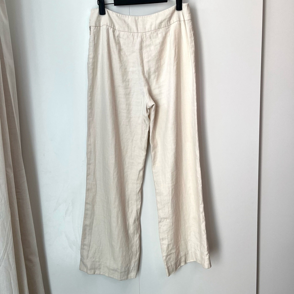 British India 100% Linen Pants Beige Cream Straight Leg Trousers, 5 (28” waist) - Picture 4 of 15